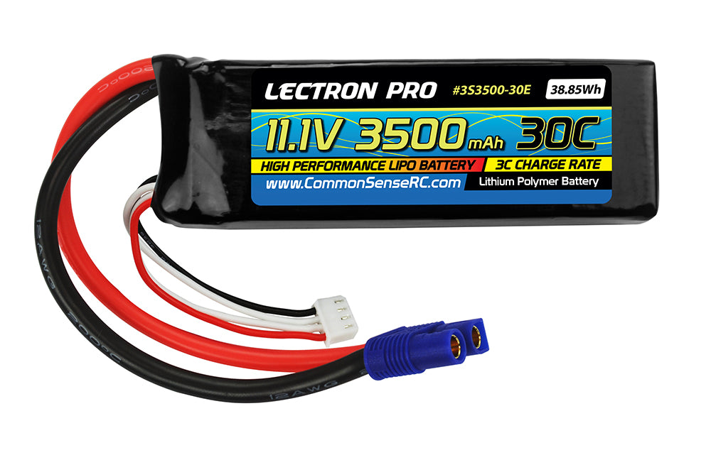 Lectron Pro 11.1V 3500mAh 30C Lipo Battery with EC3 Connector